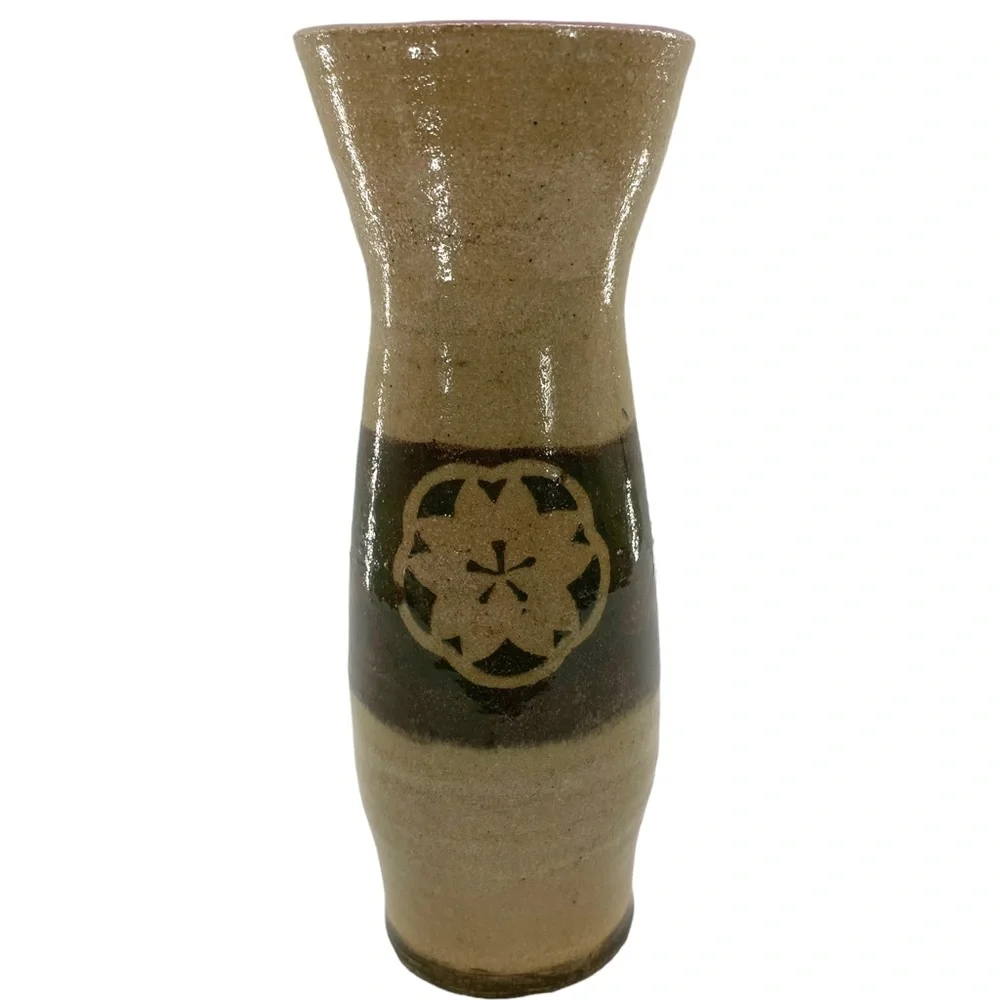 Vintage Otagari Style Organic Vase w/Cherry Blossom & Glazed Lilac Interior 9.5